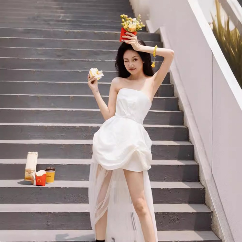 French White Strapless Morning - Photography Wedding ulasan dan harga