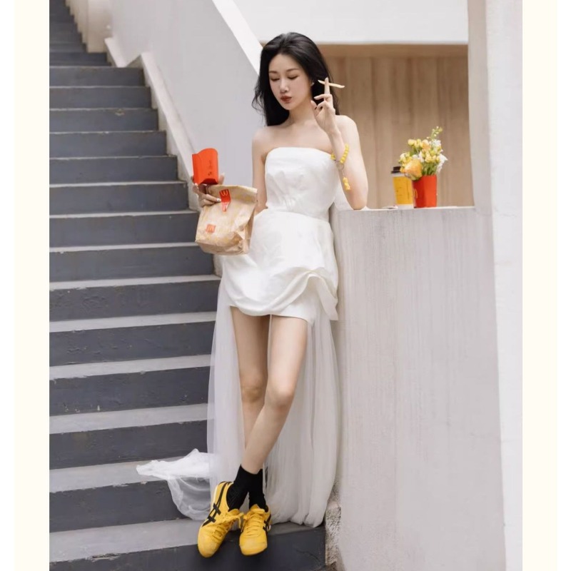 French White Strapless Morning - Photography Wedding ulasan dan harga