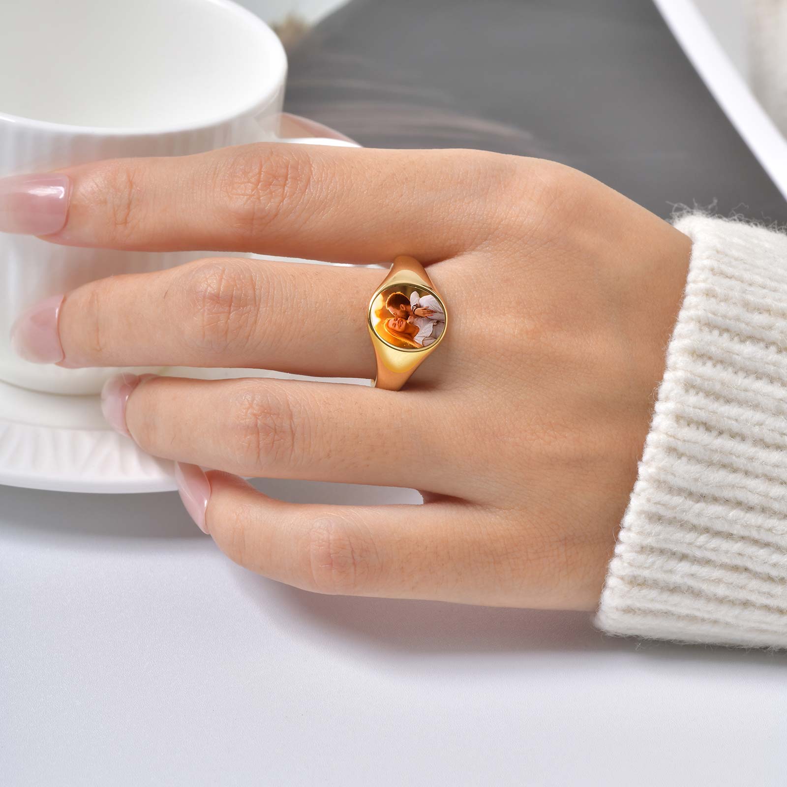 Custom Photo Signet Ring for W - Photography Logo ulasan dan harga